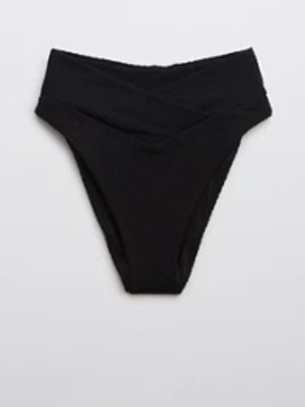 Aerie Jacquard Crossover High Cut Cheeky Bikini Black Bottom - Medium - Women